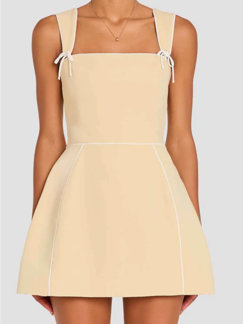 Amanda Uprichard Pale Yellow Tie-Shoulder A-Line Mini Dress